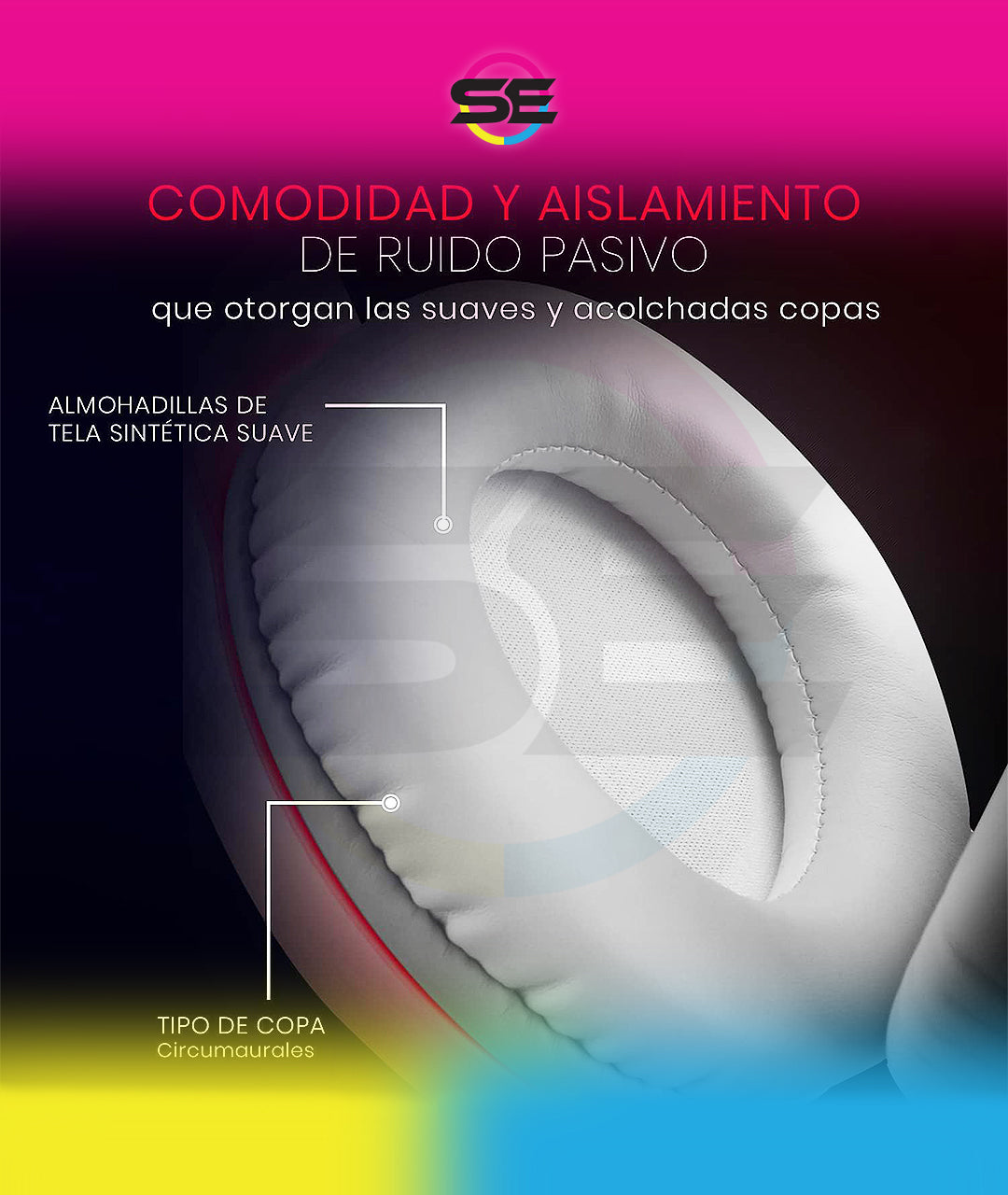 Redragon H260 HYLAS RGB Wired Gaming Headset – 50mm Drivers, Stereo Surround, 360° Omnidirectional Mic, Passive Noise Isolation, Rainbow RGB, 3.5mm + USB – Pink