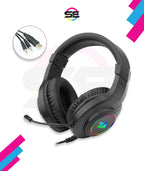 Redragon H260 HYLAS RGB Wired Gaming Headset – Rainbow RGB Ring, Leather Ear Cups, Flexible Gooseneck Mic, On-Cup Volume Slider, 3.5mm + USB – Black / White