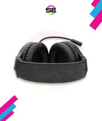 Redragon H260 HYLAS RGB Wired Gaming Headset – Rainbow RGB Ring, Leather Ear Cups, Flexible Gooseneck Mic, On-Cup Volume Slider, 3.5mm + USB – Black / White
