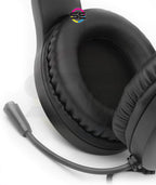 Redragon H260 HYLAS RGB Wired Gaming Headset – Rainbow RGB Ring, Leather Ear Cups, Flexible Gooseneck Mic, On-Cup Volume Slider, 3.5mm + USB – Black / White