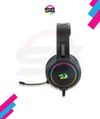 Redragon H270 MENTO RGB Wired Gaming Headset – Surround Sound, Rainbow RGB Dragon Logo, Detachable Boom Mic, Memory Foam Ear Pads, 3.5mm – Black / Pink / White