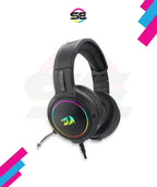 Redragon H270 MENTO RGB Wired Gaming Headset – Surround Sound, Rainbow RGB Dragon Logo, Detachable Boom Mic, Memory Foam Ear Pads, 3.5mm – Black / Pink / White
