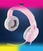 Redragon H270 MENTO RGB Wired Gaming Headset – Surround Sound, Rainbow RGB Dragon Logo, Detachable Boom Mic, Memory Foam Ear Pads, 3.5mm – Black / Pink / White