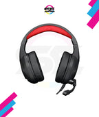 Redragon H280 MEDEA RGB Wired Gaming Headset – Stereo Sound, Hexagonal Mesh Cup, Rainbow RGB Dragon Logo, Detachable Boom Mic, Red Leather Ear Pads – Black/Red