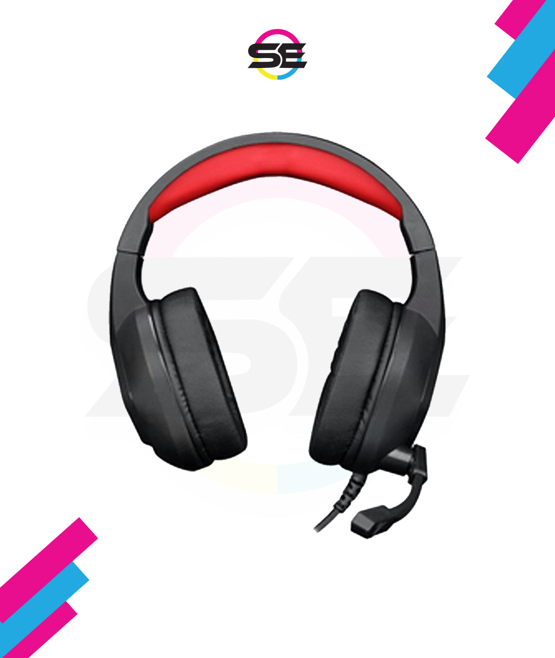 Redragon H280 MEDEA RGB Wired Gaming Headset – Stereo Sound, Hexagonal Mesh Cup, Rainbow RGB Dragon Logo, Detachable Boom Mic, Red Leather Ear Pads – Black/Red