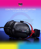 Redragon H312 CYBILL Virtual 7.1 Surround RGB USB Wired Gaming Headset – 50mm Drivers, Detachable Boom Mic, In-Line Control, Adjustable Ear Cup, Mesh Leather Headband – Black/Red