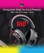 Redragon H386 DIOMEDES Wired Gaming Headset – 7.1 Surround Sound, 53mm Drivers, 188g Honeycomb Shell, Steel Frame, Detachable Boom Mic, USB-C/AUX/USB-A – Black/Red