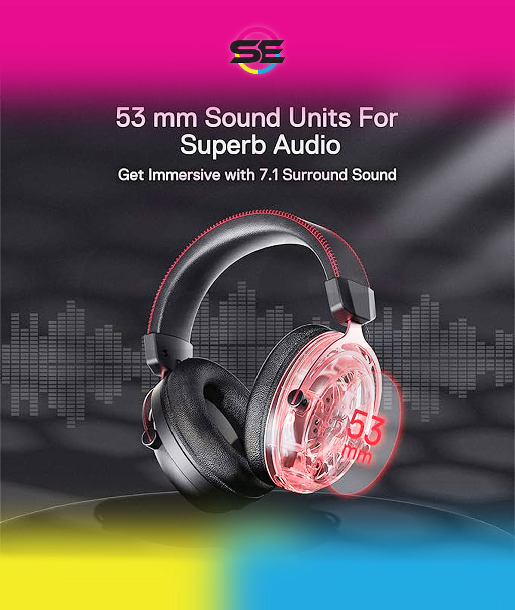Redragon H386 DIOMEDES Wired Gaming Headset – 7.1 Surround Sound, 53mm Drivers, 188g Honeycomb Shell, Steel Frame, Detachable Boom Mic, USB-C/AUX/USB-A – Black/Red