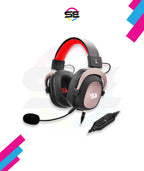 Redragon H510 ZEUS Wired Gaming Headset – 7.1 Surround Sound, 53mm Drivers, Memory Foam Ear Pads, Detachable Boom Mic, In-Line Control, Gold-Plated 3.5mm – Black/Red