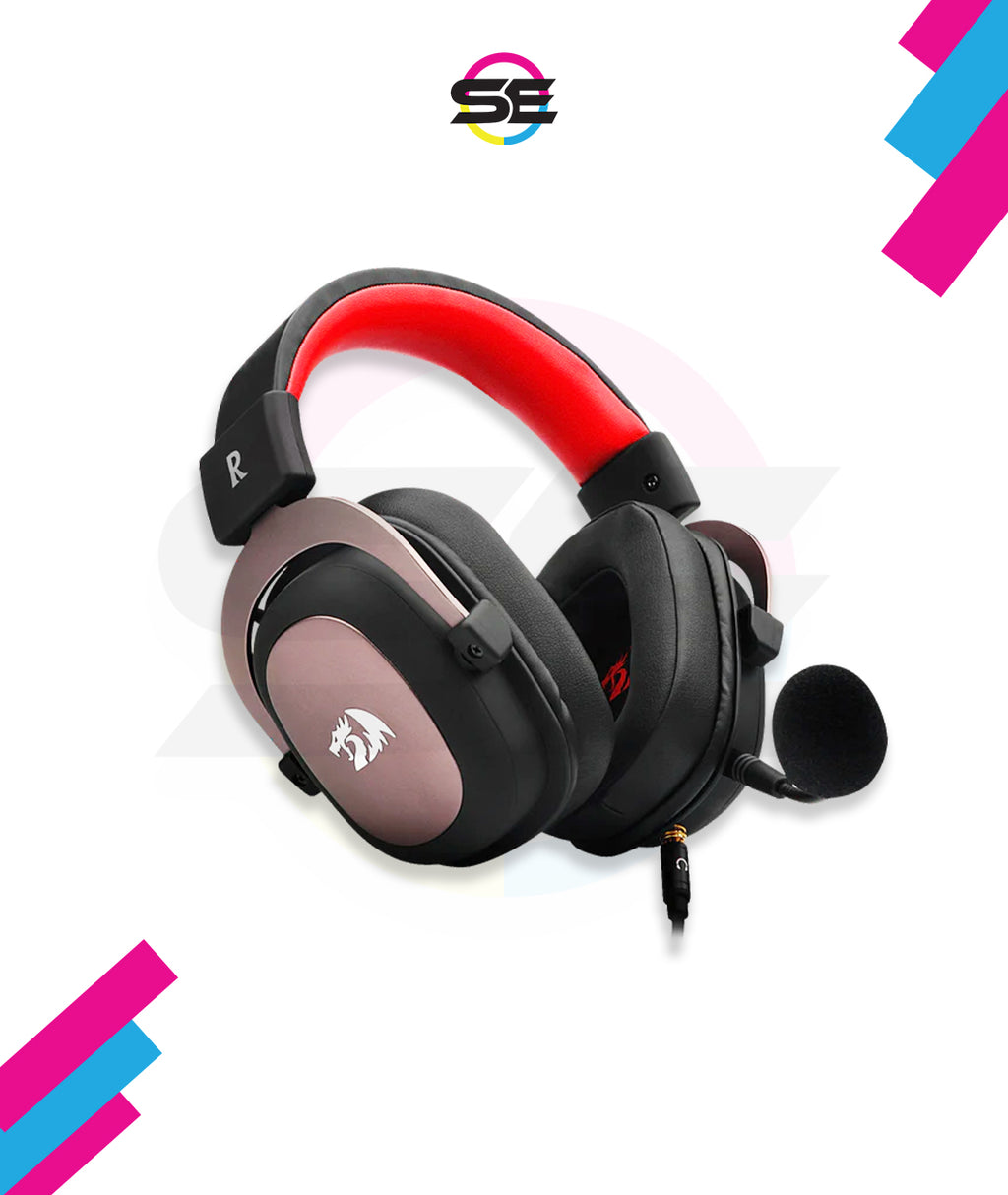Redragon H510 ZEUS Wired Gaming Headset – 7.1 Surround Sound, 53mm Drivers, Memory Foam Ear Pads, Detachable Boom Mic, In-Line Control, Gold-Plated 3.5mm – Black/Red