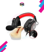Redragon H510 ZEUS Wired Gaming Headset – 7.1 Surround Sound, 53mm Drivers, Memory Foam Ear Pads, Detachable Boom Mic, In-Line Control, Gold-Plated 3.5mm – Black/Red