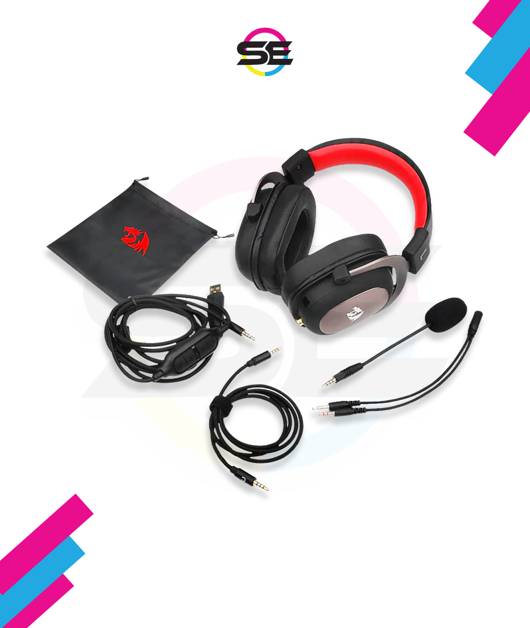 Redragon H510 ZEUS Wired Gaming Headset – 7.1 Surround Sound, 53mm Drivers, Memory Foam Ear Pads, Detachable Boom Mic, In-Line Control, Gold-Plated 3.5mm – Black/Red