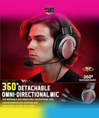 Redragon H540 PRO 4-in-1 Wireless Gaming Headset – Virtual 7.1 Surround, 53mm Drivers, Memory Foam, 360° Detachable Mic, Aluminum Bracket – Black
