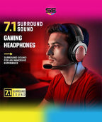 Redragon H540 PRO 4-in-1 Wireless Gaming Headset – Virtual 7.1 Surround, 53mm Drivers, Memory Foam, 360° Detachable Mic, Aluminum Bracket – Black