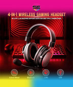 Redragon H540 PRO 4-in-1 Wireless Gaming Headset – Virtual 7.1 Surround, 53mm Drivers, Memory Foam, 360° Detachable Mic, Aluminum Bracket – Black
