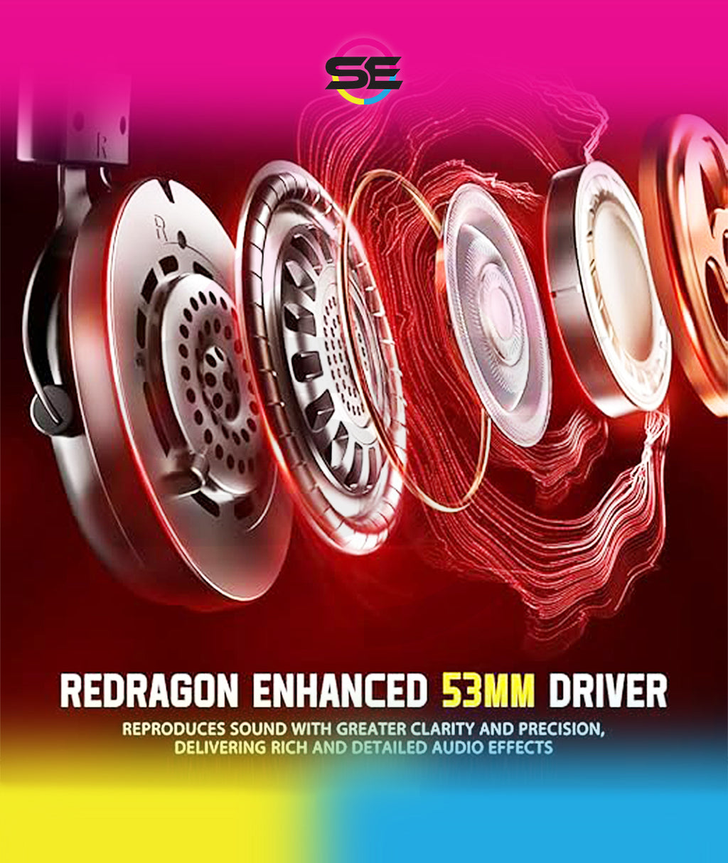 Redragon H540 PRO 4-in-1 Wireless Gaming Headset – Virtual 7.1 Surround, 53mm Drivers, Memory Foam, 360° Detachable Mic, Aluminum Bracket – Black