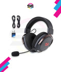 Redragon H858 ARROW PRO CARBON 3-Mode Wireless Gaming Headset – 53mm Drivers, Virtual 7.1, 20H+ Battery, Detachable Noise-Canceling Mic, On-Ear Controls – Carbon Gray