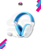 Redragon H878 SKULD PRO 3-Mode Wireless Gaming Headset – 40mm Drivers, Virtual 7.1, 200g Featherlight, Washable Fabric, Detachable Mic, Blue Vibe Lighting – White/Blue