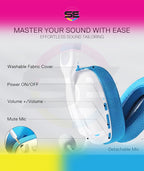 Redragon H878 SKULD PRO 3-Mode Wireless Gaming Headset – 40mm Drivers, Virtual 7.1, 200g Featherlight, Washable Fabric, Detachable Mic, Blue Vibe Lighting – White/Blue