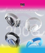 Redragon H878 SKULD PRO 3-Mode Wireless Gaming Headset – 40mm Drivers, Virtual 7.1, 200g Featherlight, Washable Fabric, Detachable Mic, Blue Vibe Lighting – White/Blue