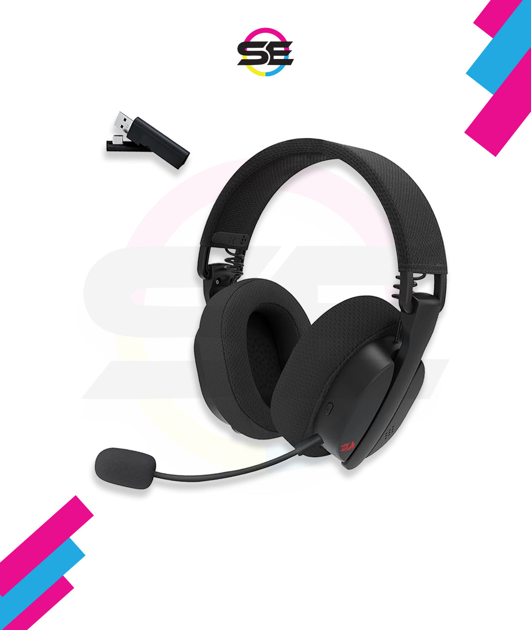 Redragon H888 3-in-1 Wireless Gaming Headset – 168g Ultra-Light, 40mm Drivers, Virtual 7.1 Surround, Mesh Fabric, Detachable Mic – Black / White