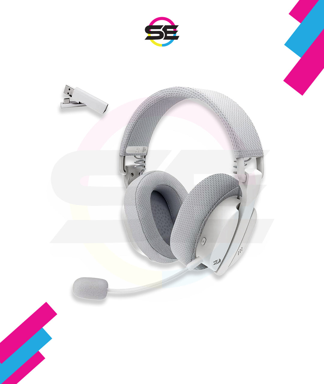 Redragon H888 3-in-1 Wireless Gaming Headset – 168g Ultra-Light, 40mm Drivers, Virtual 7.1 Surround, Mesh Fabric, Detachable Mic – Black / White