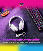 Redragon H888 3-in-1 Wireless Gaming Headset – 168g Ultra-Light, 40mm Drivers, Virtual 7.1 Surround, Mesh Fabric, Detachable Mic – Black / White
