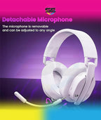 Redragon H888 3-in-1 Wireless Gaming Headset – 168g Ultra-Light, 40mm Drivers, Virtual 7.1 Surround, Mesh Fabric, Detachable Mic – Black / White