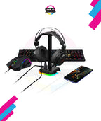 Redragon HA300 SCEPTER PRO RGB Gaming Headset Stand – Aluminum Bar, 2x USB Hub, 3.5mm AUX, Type-C Powered, Non-Slip Base – Black