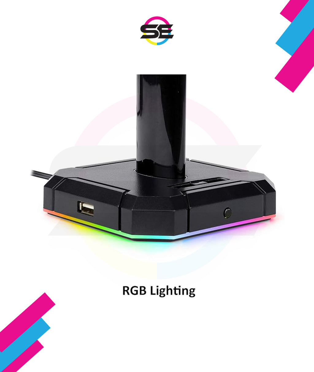 Redragon HA300 SCEPTER PRO RGB Gaming Headset Stand – Aluminum Bar, 2x USB Hub, 3.5mm AUX, Type-C Powered, Non-Slip Base – Black