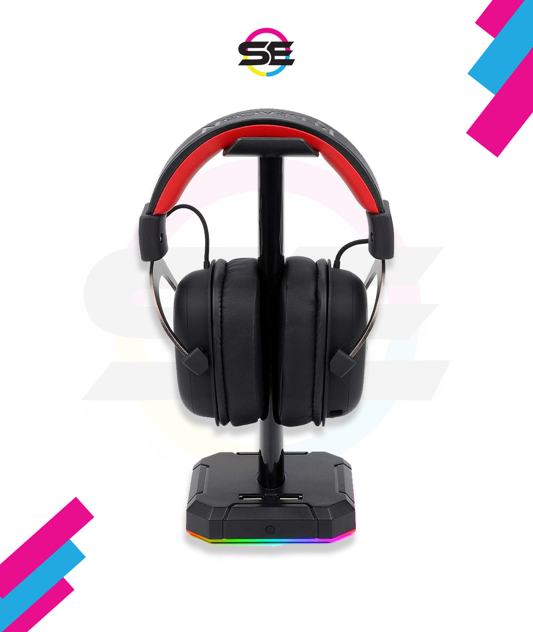 Redragon HA300 SCEPTER PRO RGB Gaming Headset Stand – Aluminum Bar, 2x USB Hub, 3.5mm AUX, Type-C Powered, Non-Slip Base – Black