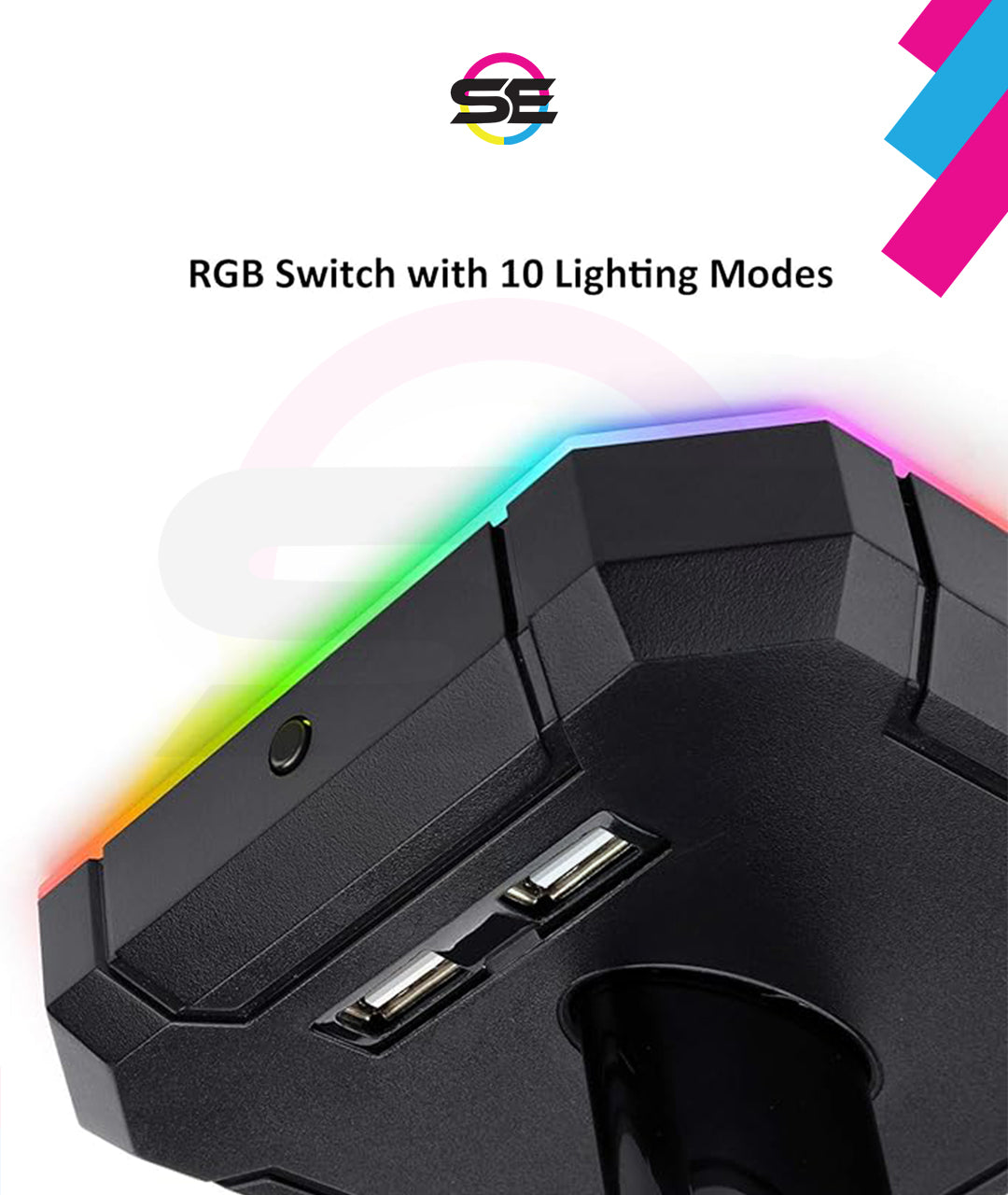 Redragon HA300 SCEPTER PRO RGB Gaming Headset Stand – Aluminum Bar, 2x USB Hub, 3.5mm AUX, Type-C Powered, Non-Slip Base – Black