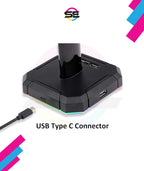 Redragon HA300 SCEPTER PRO RGB Gaming Headset Stand – Aluminum Bar, 2x USB Hub, 3.5mm AUX, Type-C Powered, Non-Slip Base – Black