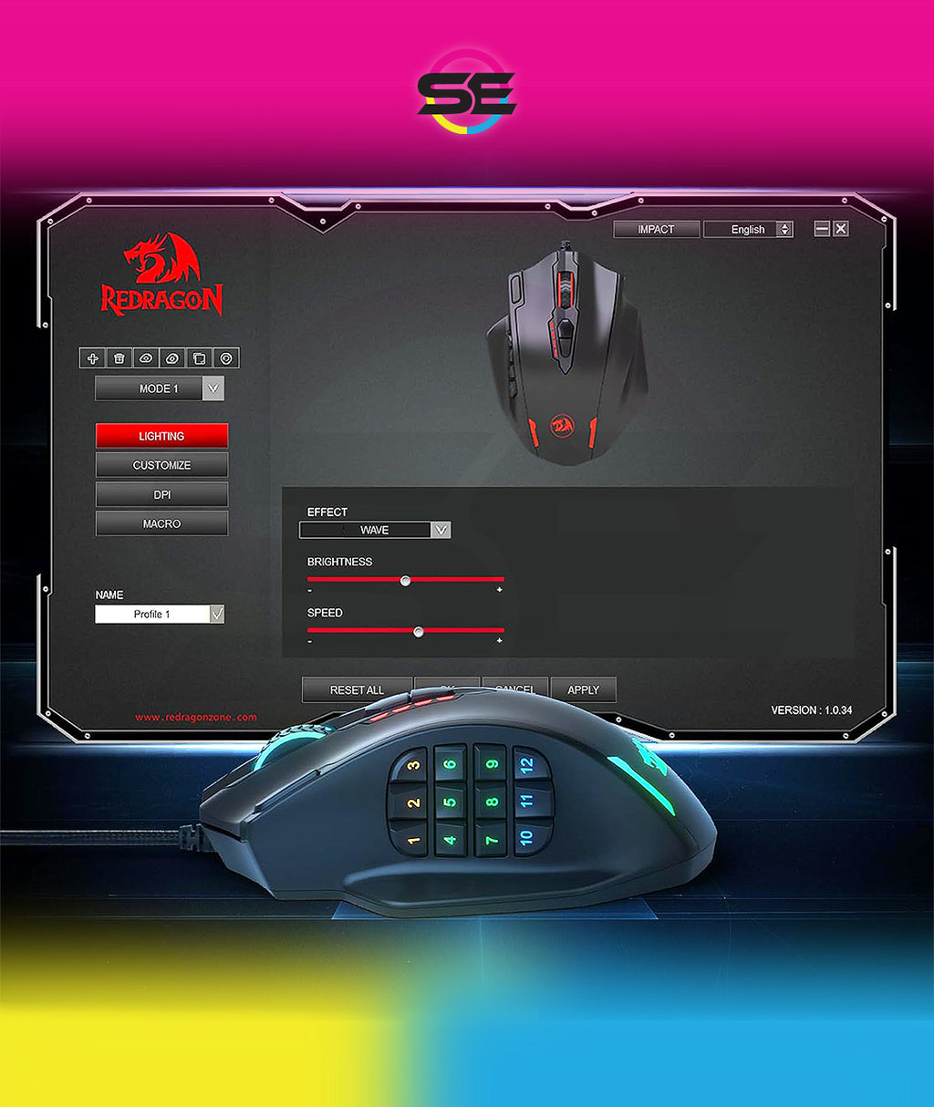 Redragon IMPACT MMO Wired Gaming Mouse 12400 DPI