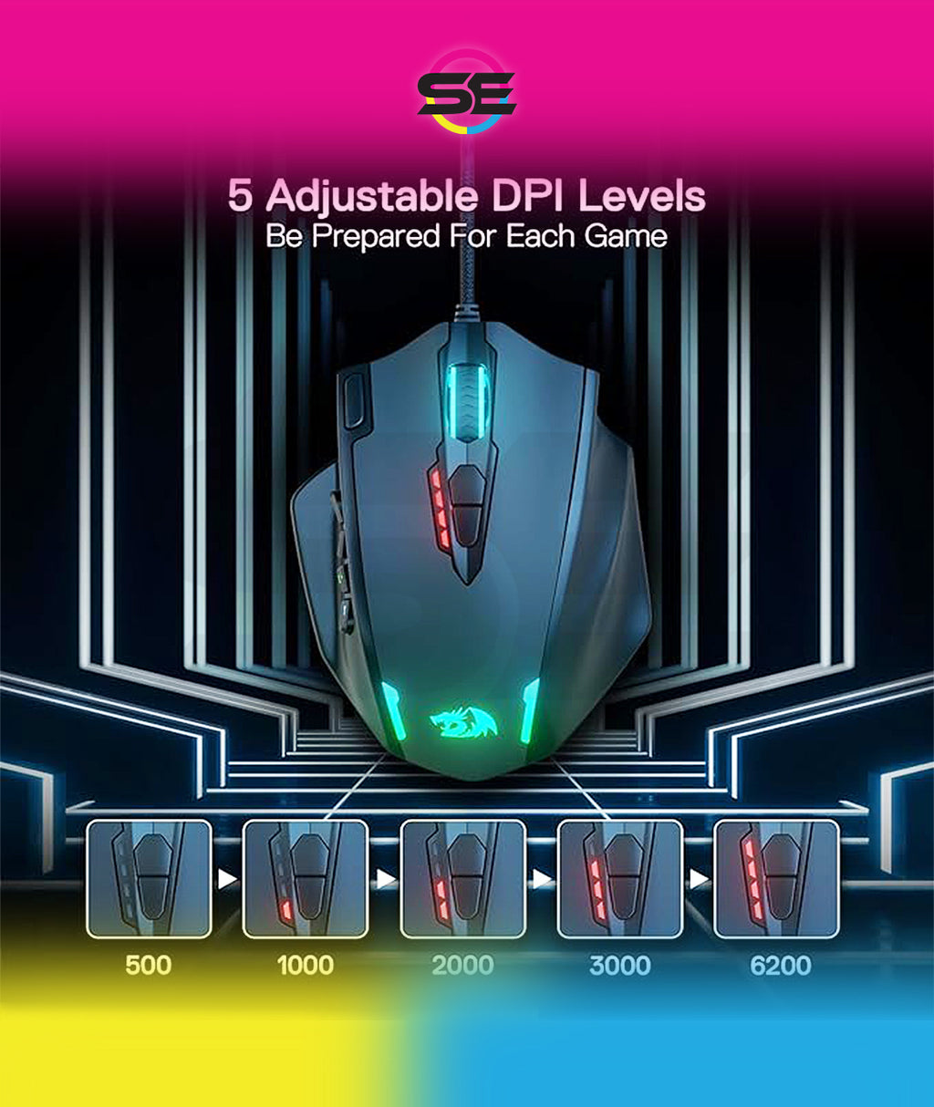 Redragon IMPACT MMO Wired Gaming Mouse 12400 DPI