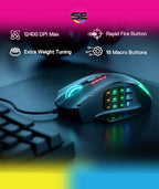 Redragon IMPACT MMO Wired Gaming Mouse 12400 DPI