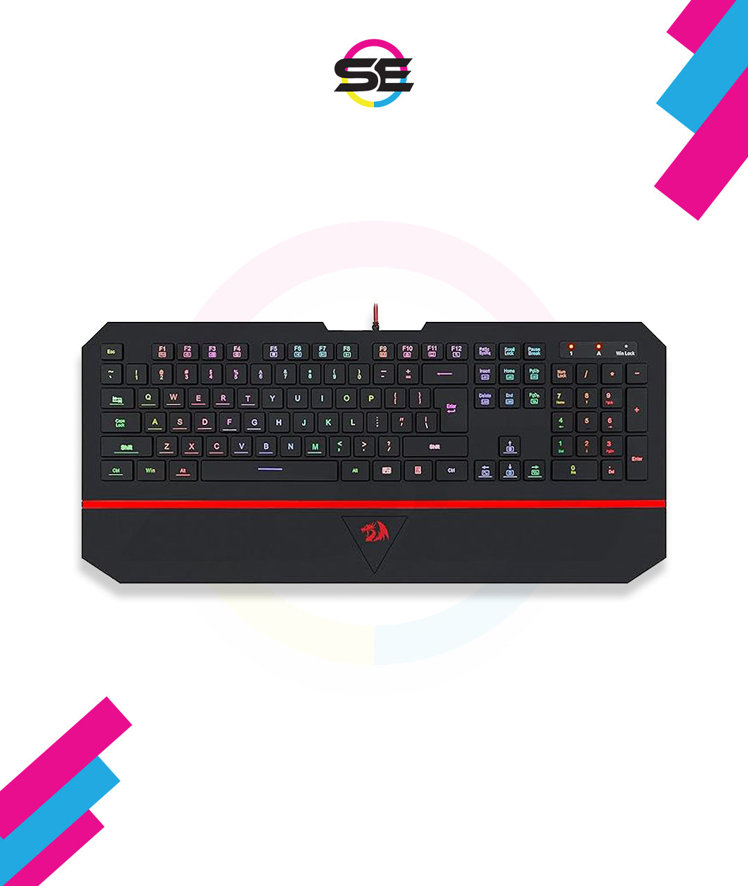 Redragon K502 RGB Gaming Keyboard – Membrane, 104 Key, Silent, Wrist Rest