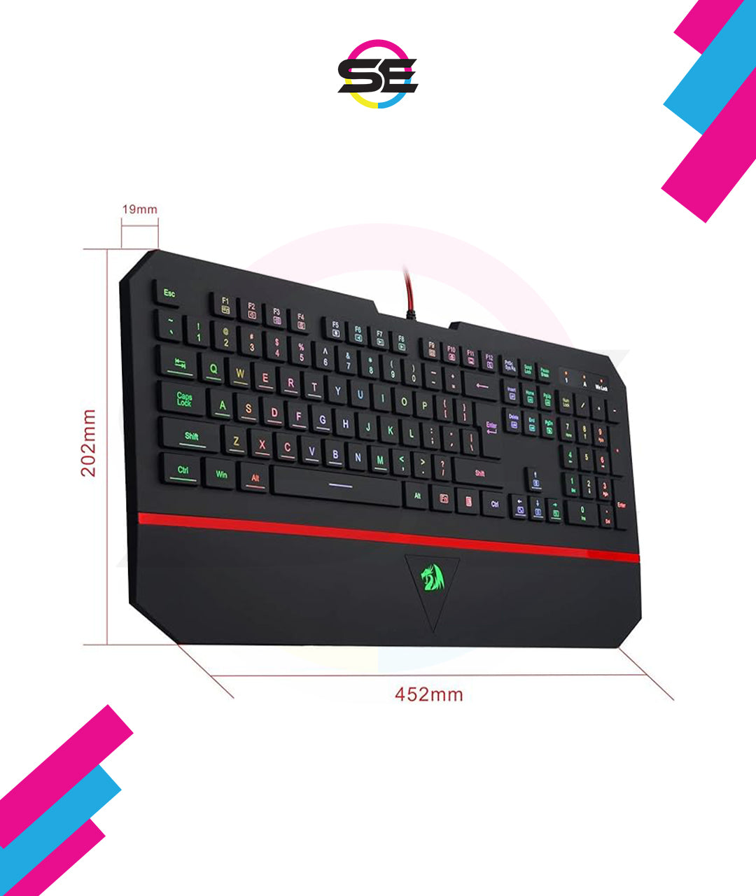 Redragon K502 RGB Gaming Keyboard – Membrane, 104 Key, Silent, Wrist Rest