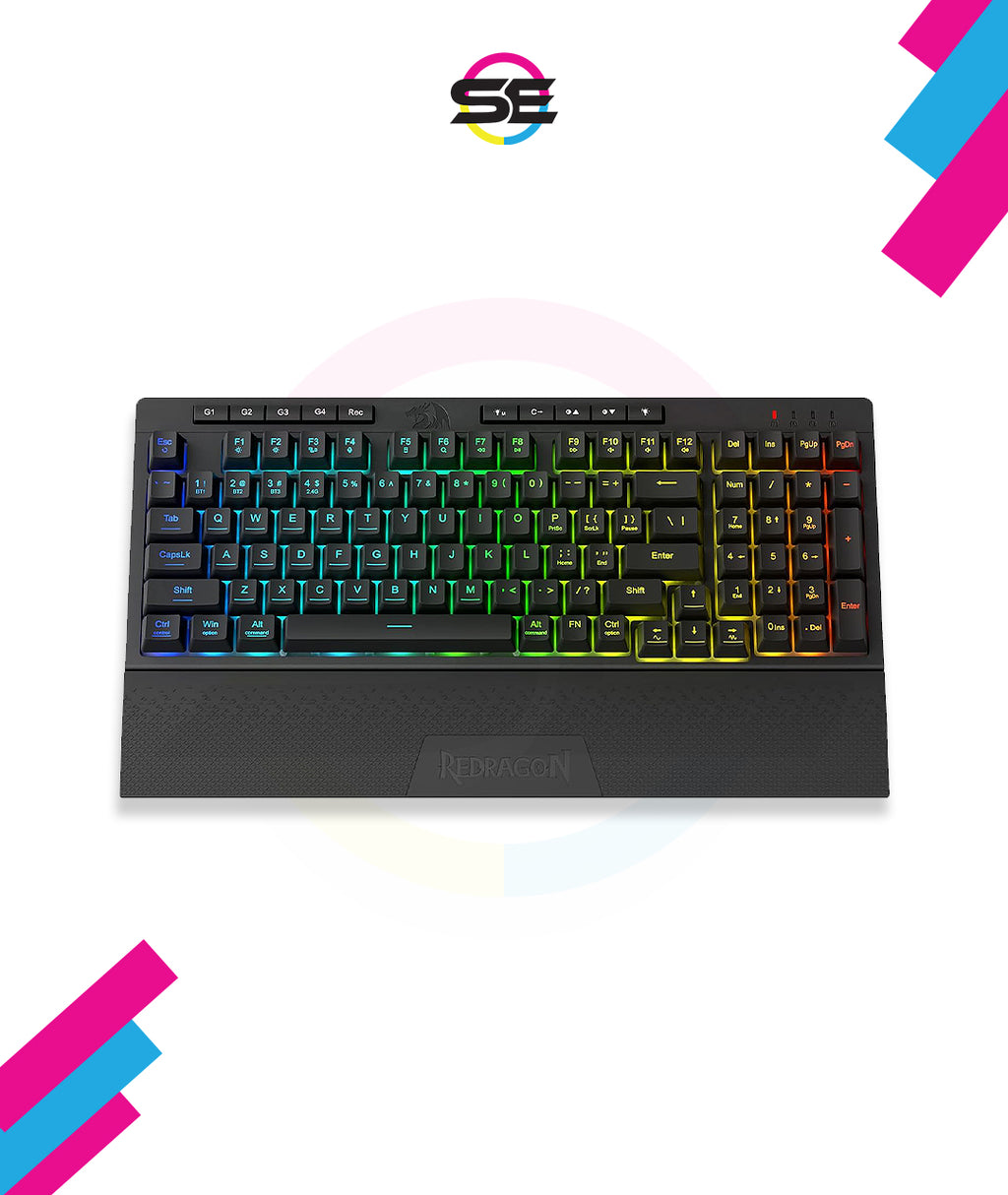 Redragon K515 PRO Shiva RGB 3-Mode Wireless Membrane Gaming Keyboard – 98 Keys, Detachable Wrist Rest