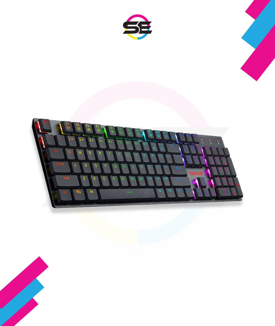Redragon K535 APAS RGB Low Profile Wired Mechanical Gaming Keyboard – 104 Keys, Blue Switch, Macro – Black