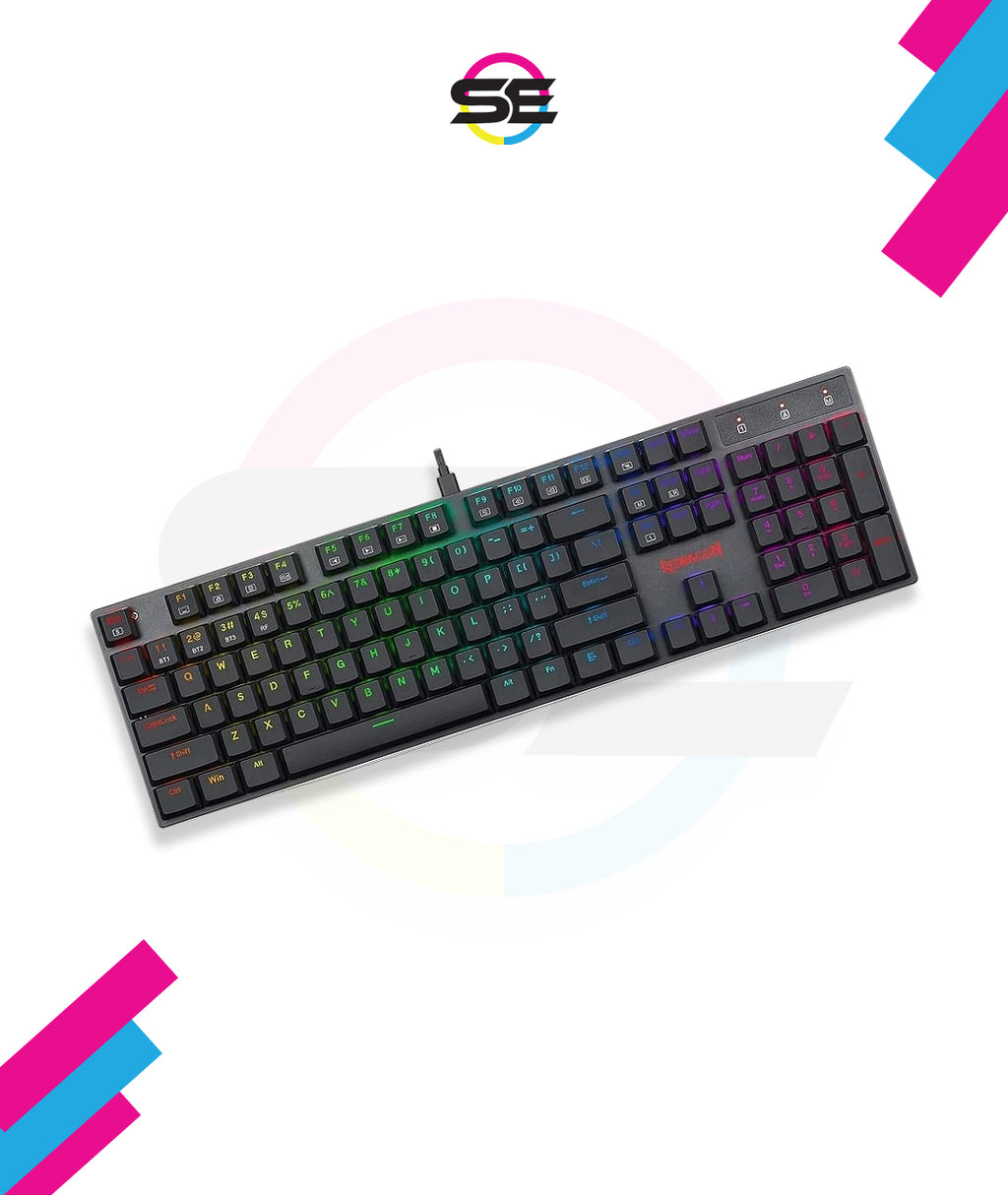 Redragon K535 APAS RGB Low Profile Wired Mechanical Gaming Keyboard – 104 Keys, Blue Switch, Macro – Black
