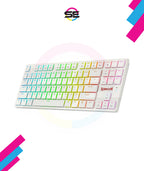 Redragon K539 Anubis 80% RGB 3-Mode Wireless Mechanical Gaming Keyboard – Low Profile TKL, Brown Switch – White