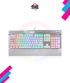 Redragon K550 YAMA RGB Wired Mechanical Gaming Keyboard – Full Size, Brown Switch, 12 Macro Keys, Volume Wheel, USB Pass-through, Detachable Wrist Rest – White