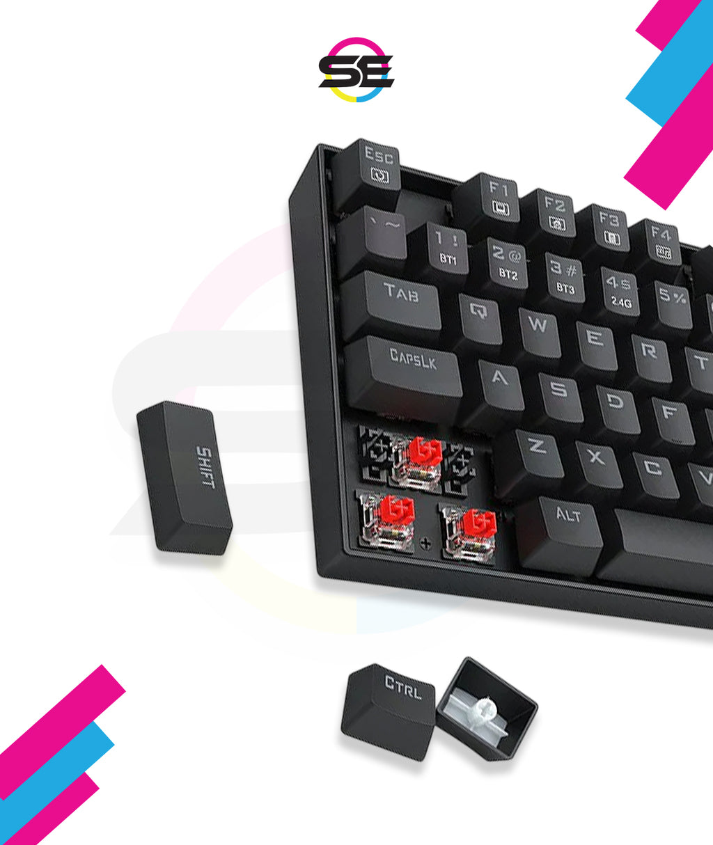 Redragon K552 KUMARA PRO RGB Wireless Mechanical Gaming Keyboard – 87 Keys TKL, Red Switch – Black