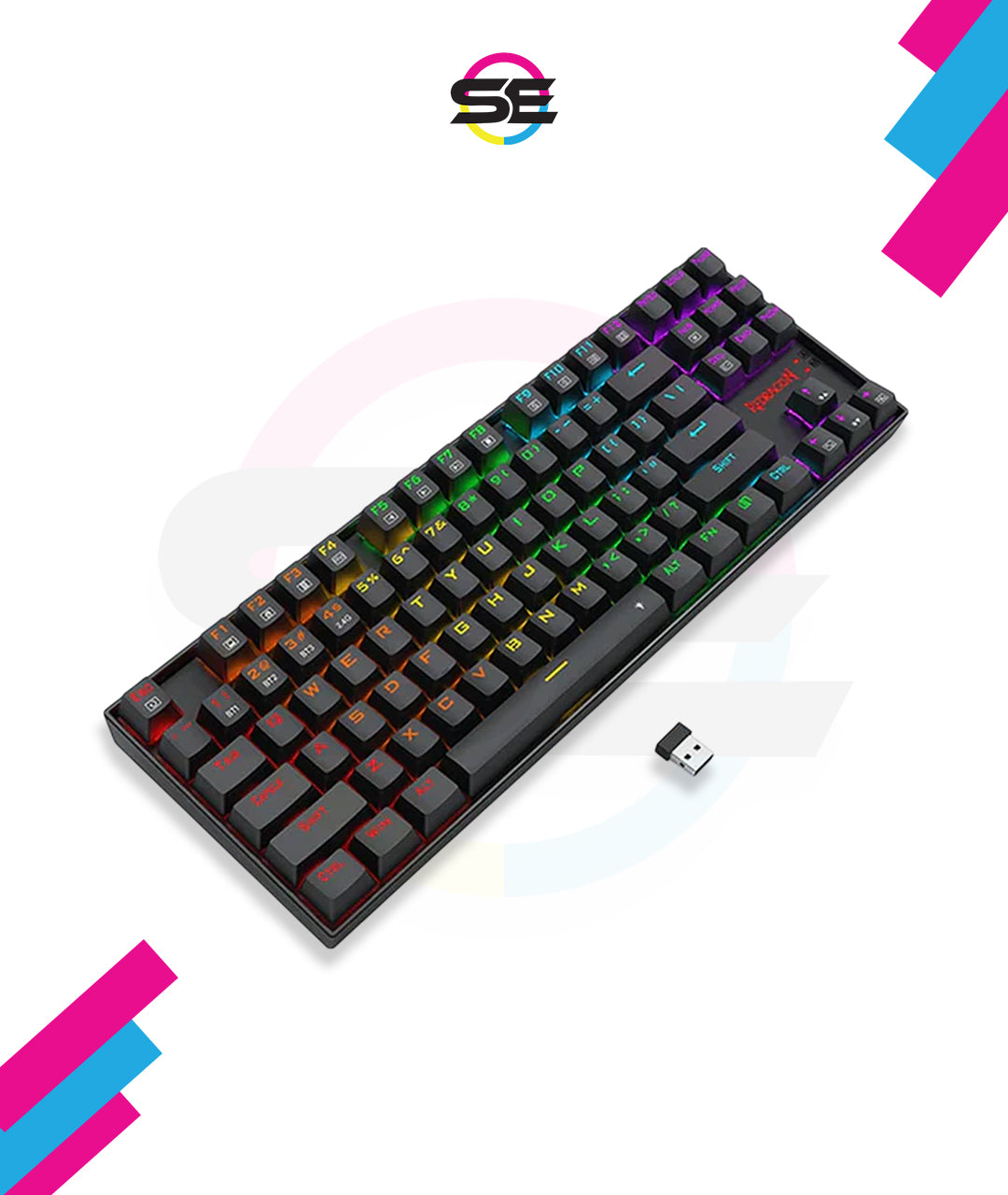 Redragon K552 KUMARA PRO RGB Wireless Mechanical Gaming Keyboard – 87 Keys TKL, Red Switch – Black