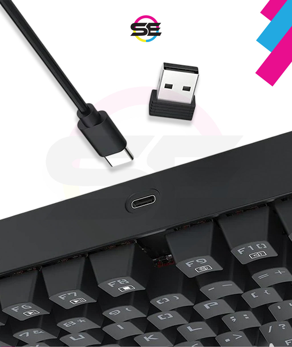 Redragon K552 KUMARA PRO RGB Wireless Mechanical Gaming Keyboard – 87 Keys TKL, Red Switch – Black