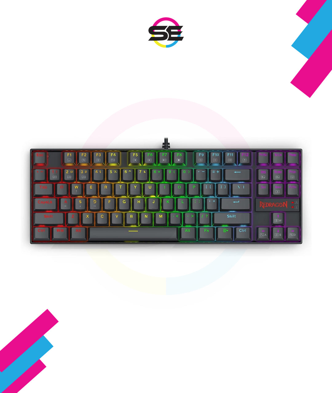 Redragon K552 KUMARA RGB Wired Mechanical Gaming Keyboard – 87 Keys TKL, ABS Metal Design – Black