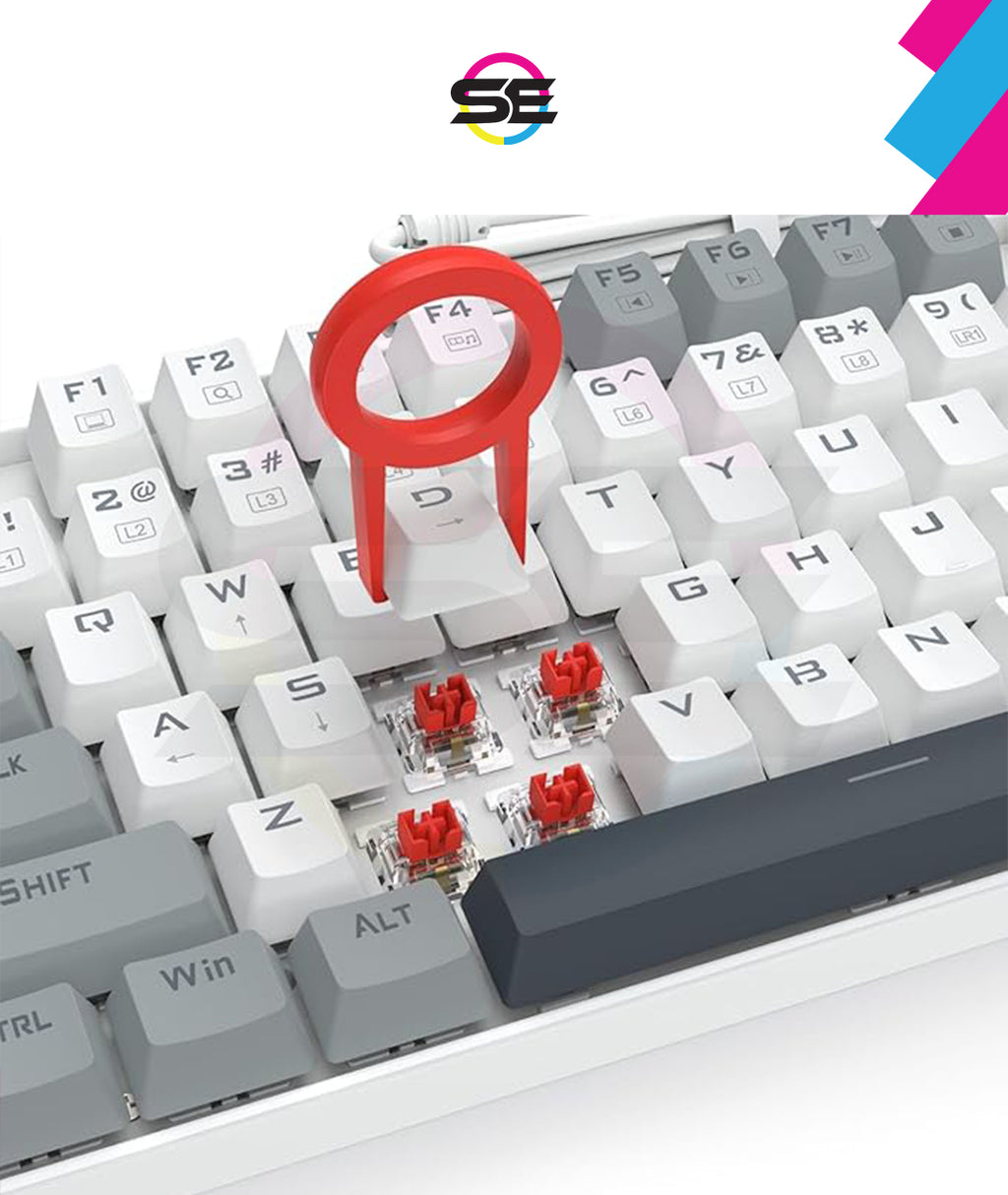 Redragon K552-WGL KUMARA RGB Wired Mechanical Gaming Keyboard – 87 Keys TKL, Hot-Swappable Red Switch, Rainbow LED – White/Gray/Black