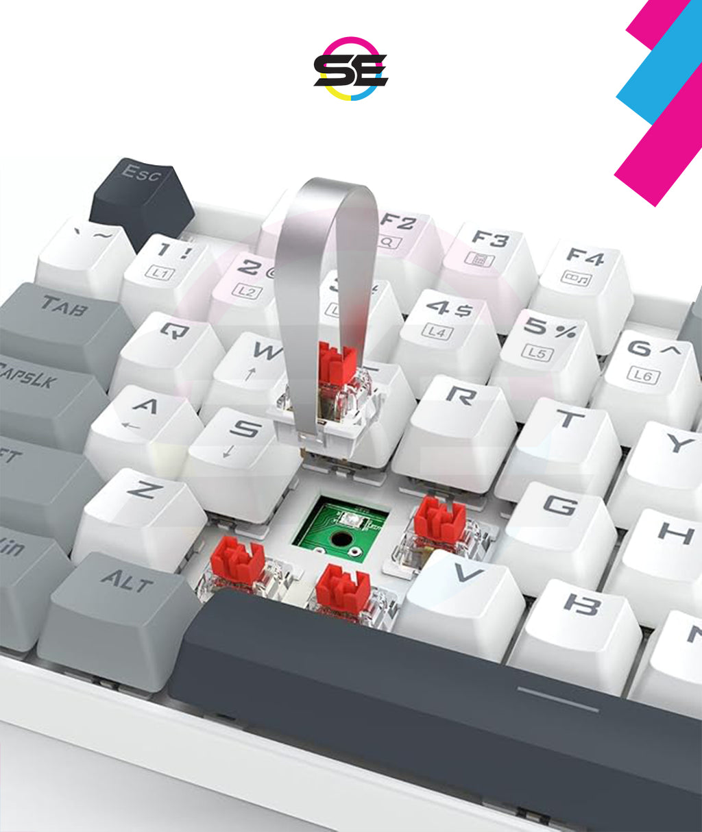 Redragon K552-WGL KUMARA RGB Wired Mechanical Gaming Keyboard – 87 Keys TKL, Hot-Swappable Red Switch, Rainbow LED – White/Gray/Black