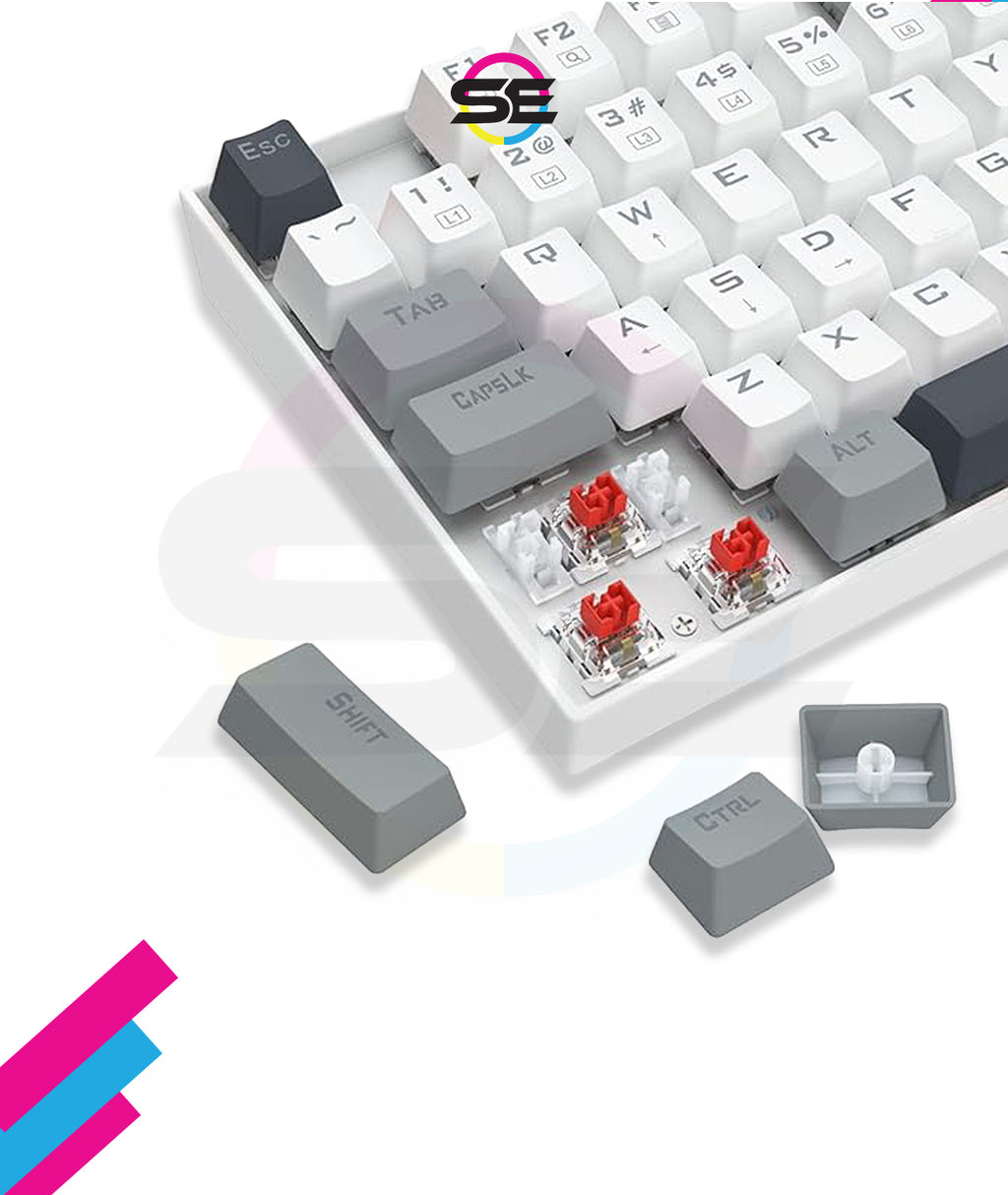 Redragon K552-WGL KUMARA RGB Wired Mechanical Gaming Keyboard – 87 Keys TKL, Hot-Swappable Red Switch, Rainbow LED – White/Gray/Black